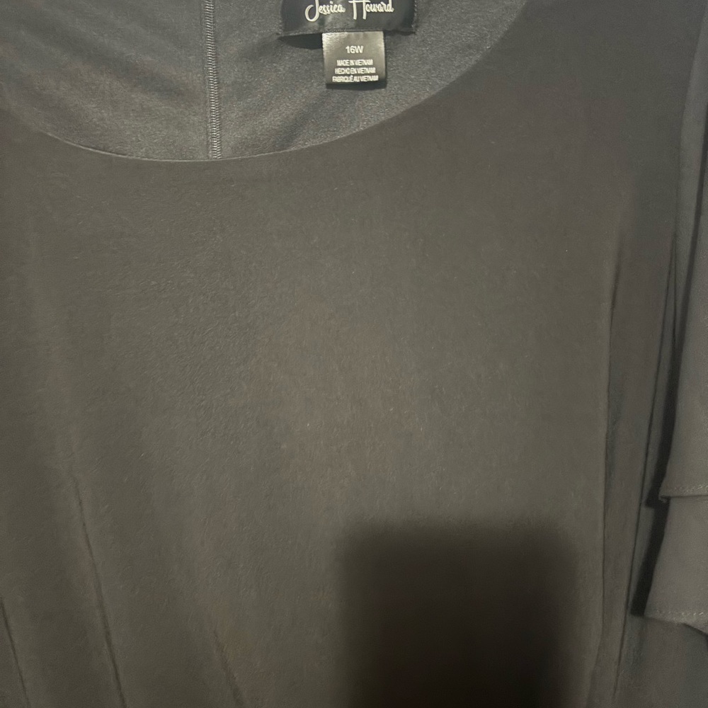 Jessica Howard Black Midi Dress with Ruffle Sleeves - Picture 3 of 3